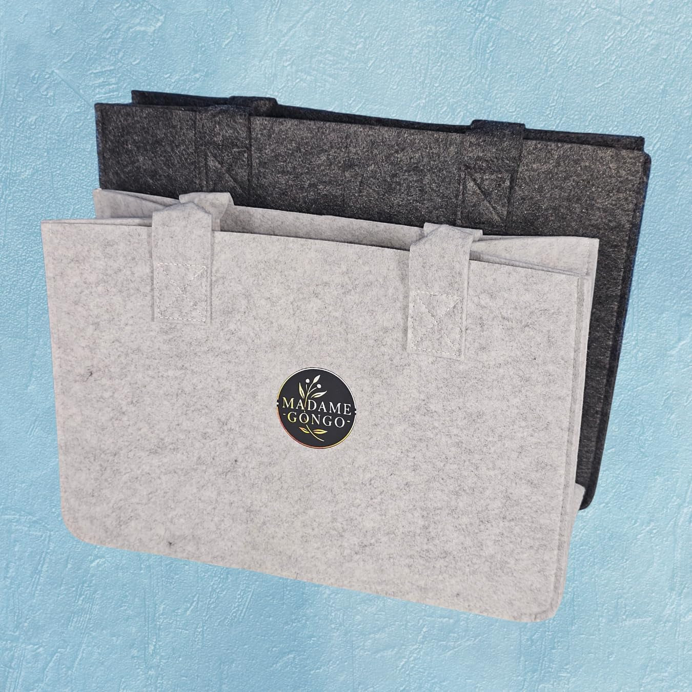 MADAME GONGO Filztasche 2 Er Set XL Und L, Unisex in Hellgrau Und Anthrazit