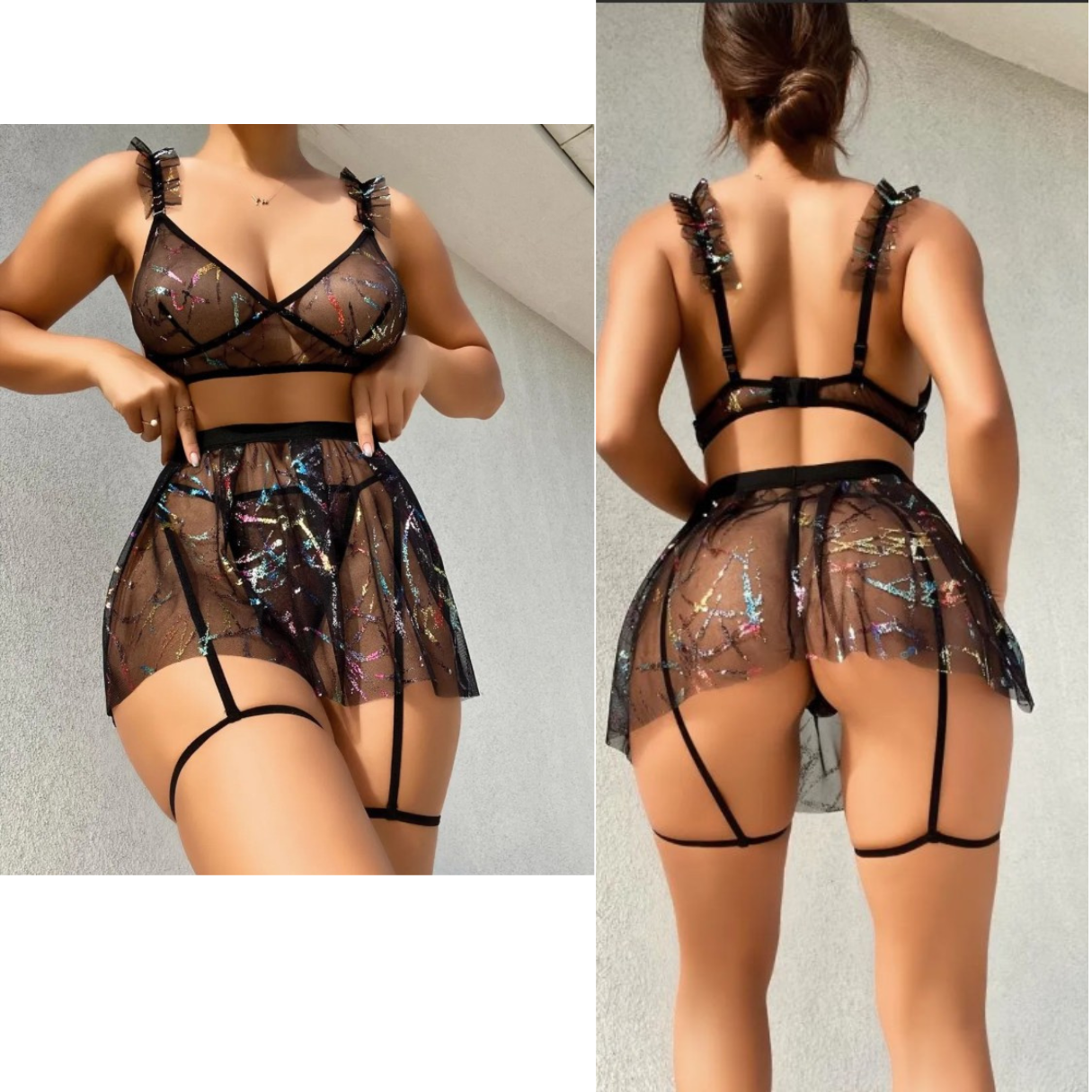 🌙 Funkelnde Sheer Eleganz mit irisierenden Akzenten - MADAME GONGO