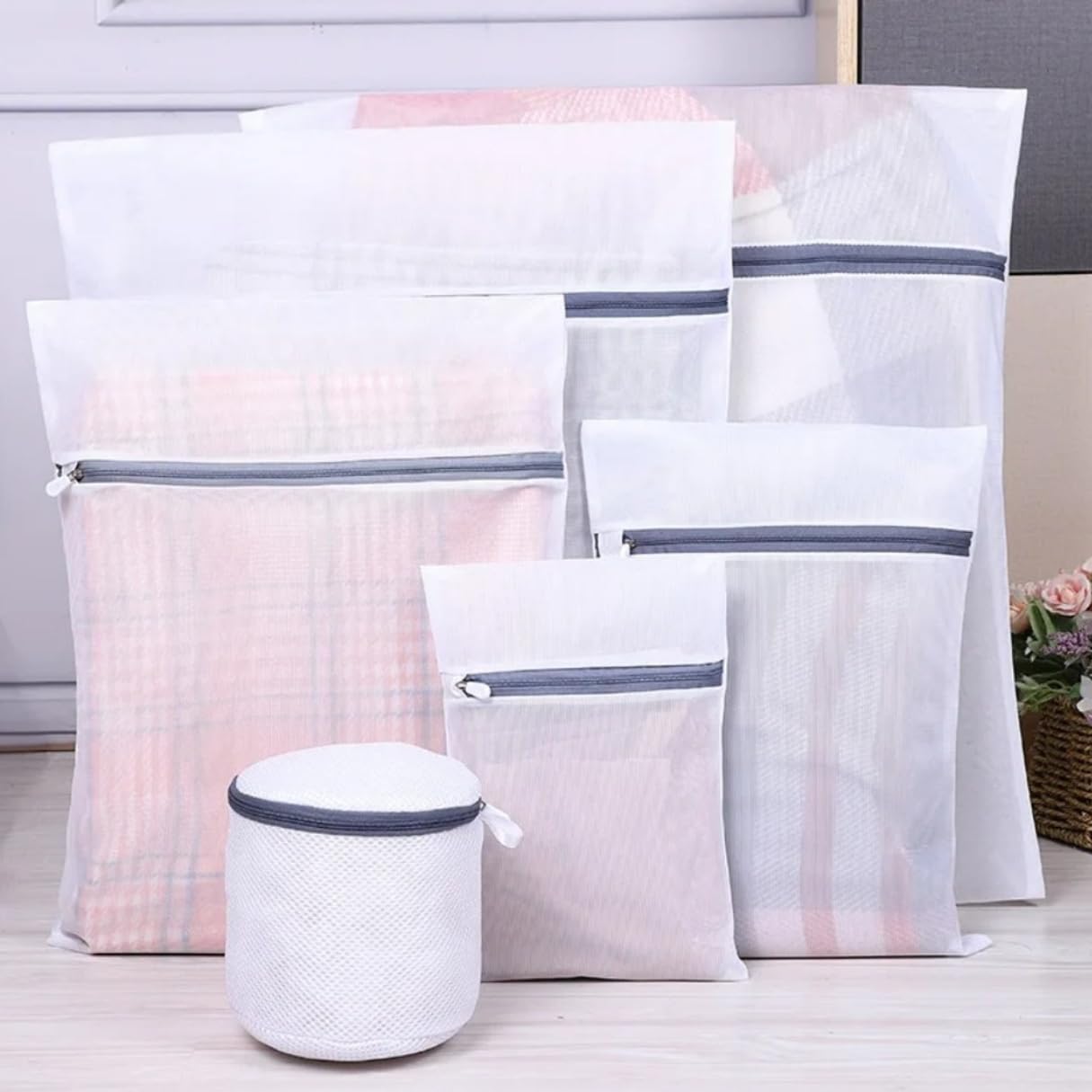 MADAME GONGO Wäschenetz 6er Set – Wäschesäcke für Waschmaschine & Trockner, ideal für Pullover, Hemden, BH, Blusen, Strümpfe, Unterwäsche, Socken, Babywäsche – Schutz vor Beschädigung & Verformung