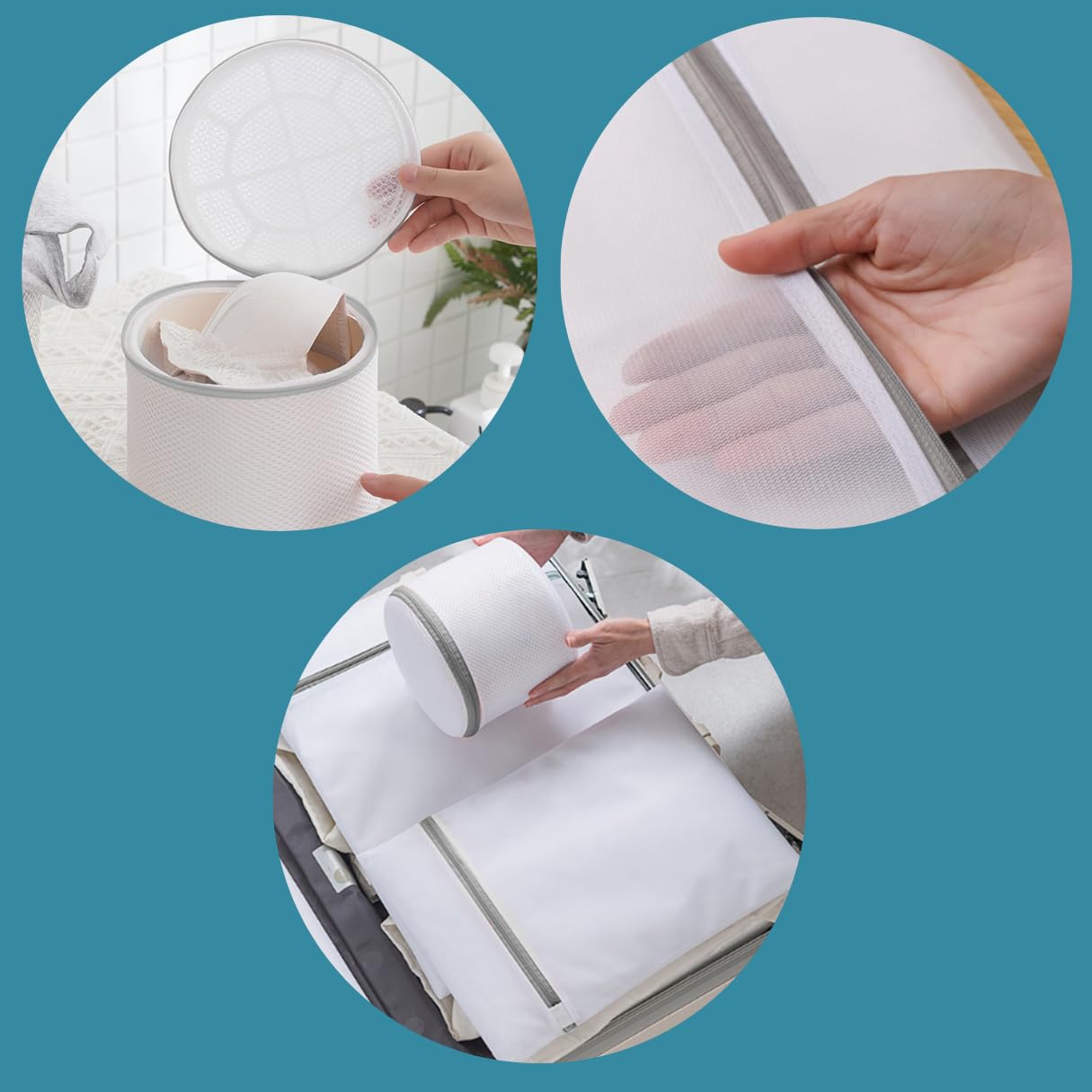 MADAME GONGO Wäschenetz 6er Set – Wäschesäcke für Waschmaschine & Trockner, ideal für Pullover, Hemden, BH, Blusen, Strümpfe, Unterwäsche, Socken, Babywäsche – Schutz vor Beschädigung & Verformung