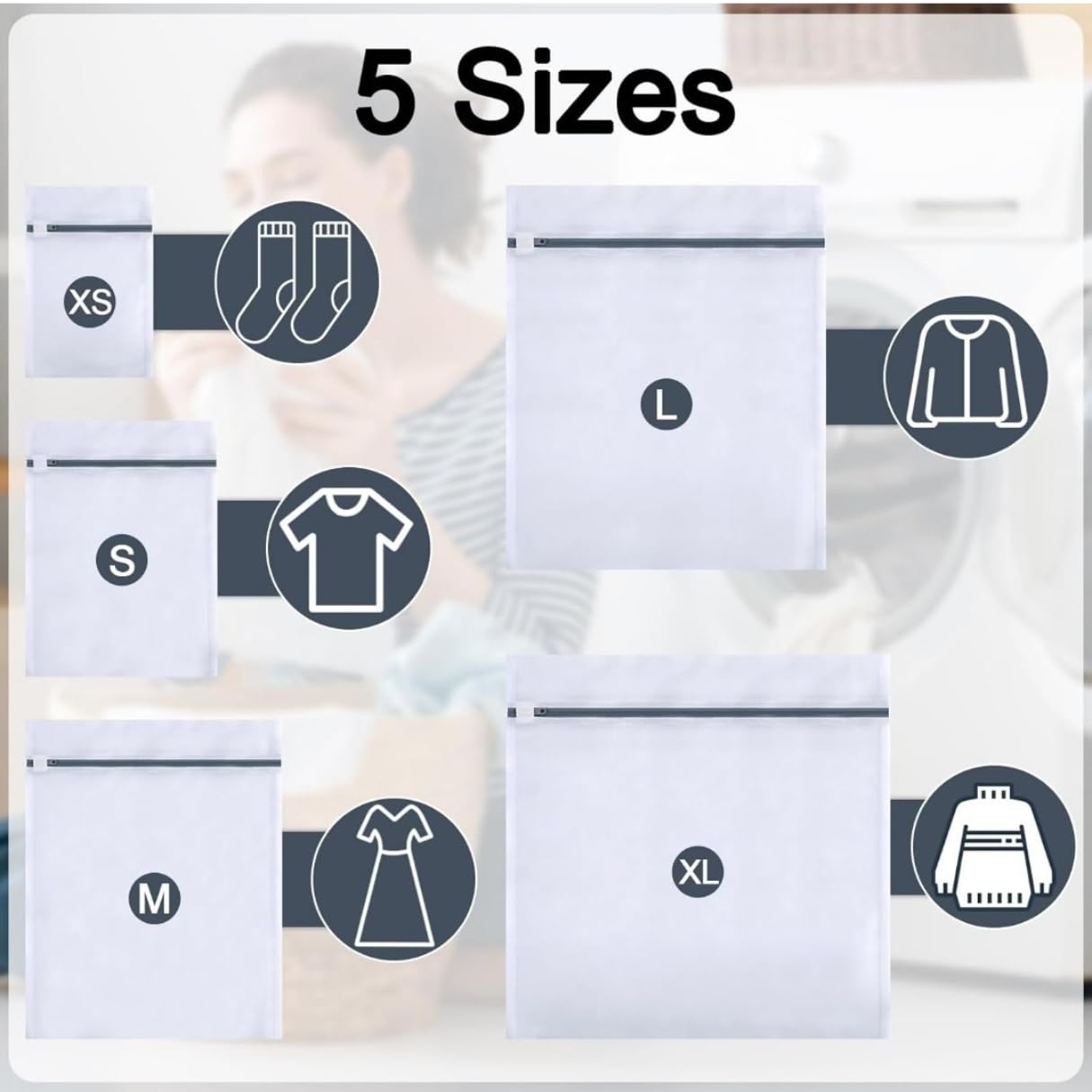 MADAME GONGO Wäschenetz 6er Set – Wäschesäcke für Waschmaschine & Trockner, ideal für Pullover, Hemden, BH, Blusen, Strümpfe, Unterwäsche, Socken, Babywäsche – Schutz vor Beschädigung & Verformung