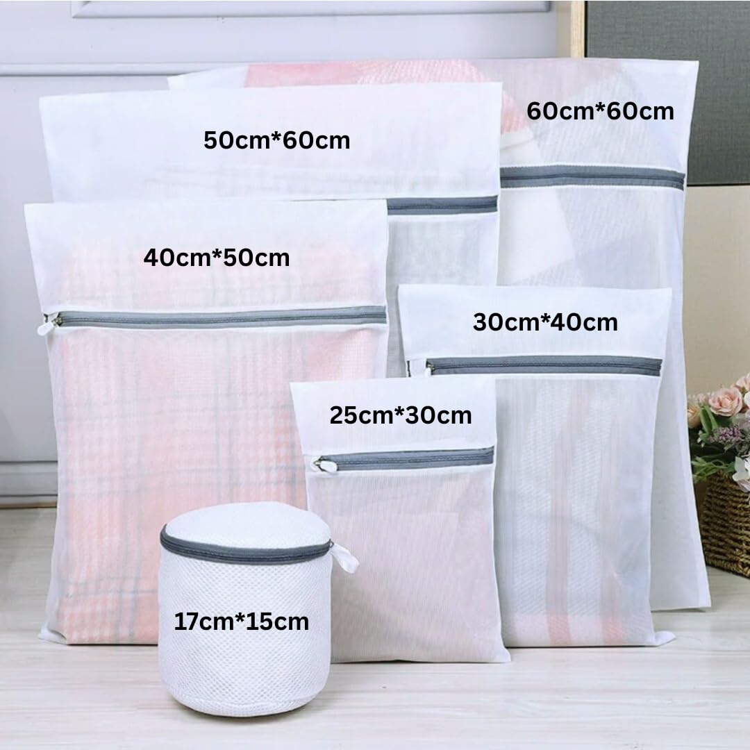 MADAME GONGO Wäschenetz 6er Set – Wäschesäcke für Waschmaschine & Trockner, ideal für Pullover, Hemden, BH, Blusen, Strümpfe, Unterwäsche, Socken, Babywäsche – Schutz vor Beschädigung & Verformung