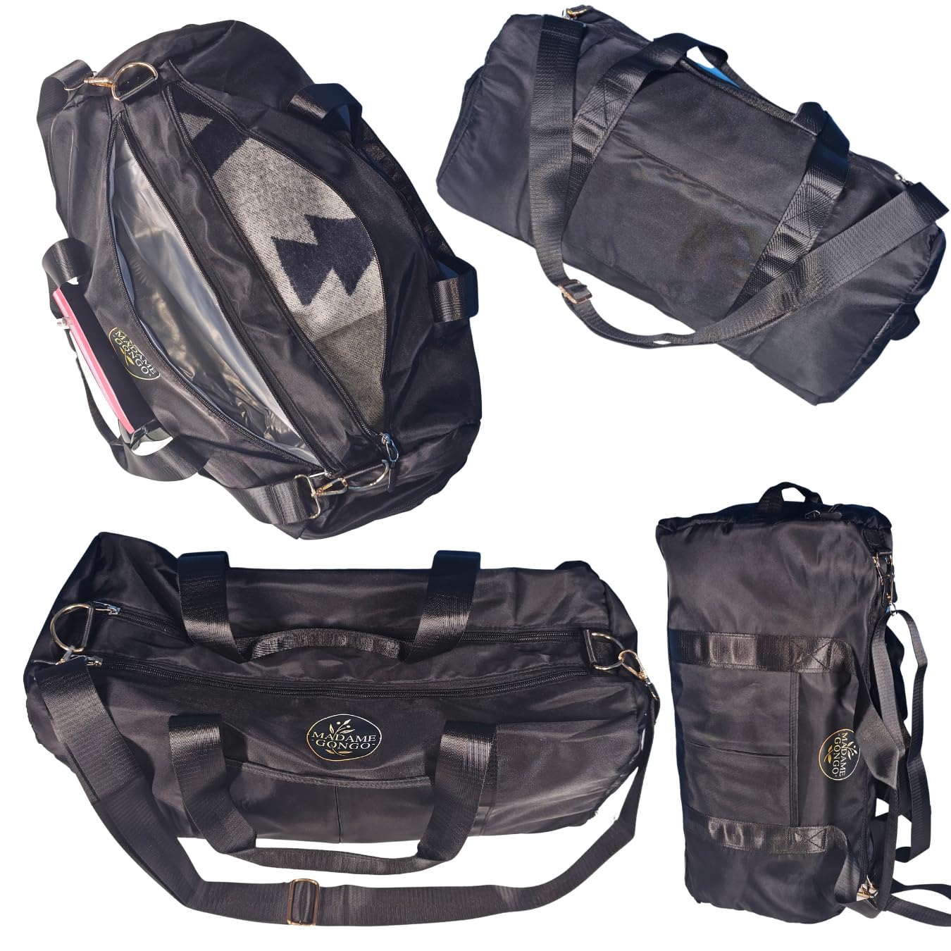 Sporttasche & Reisetasche Schwarz für Damen, Herren, Teenager, Schuhfach, Nassfach, Wasserdichte Duffel Bag,  Große Fitnesstasche, Urlaub Wochenendtrips, Fitness & Reisen - Trainingstasche, Gym Bag