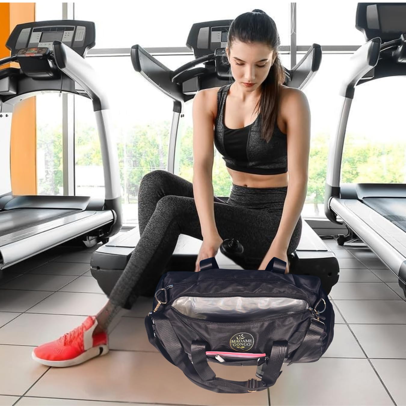 Sporttasche & Reisetasche Schwarz für Damen, Herren, Teenager, Schuhfach, Nassfach, Wasserdichte Duffel Bag,  Große Fitnesstasche, Urlaub Wochenendtrips, Fitness & Reisen - Trainingstasche, Gym Bag