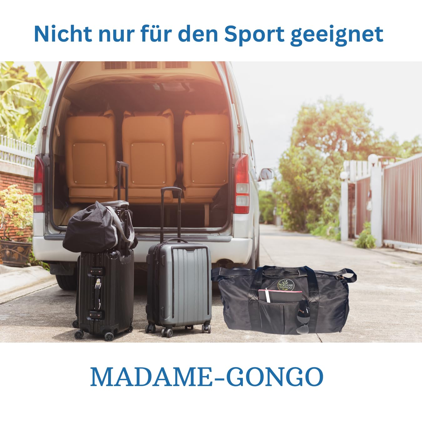 Sporttasche & Reisetasche Schwarz für Damen, Herren, Teenager, Schuhfach, Nassfach, Wasserdichte Duffel Bag,  Große Fitnesstasche, Urlaub Wochenendtrips, Fitness & Reisen - Trainingstasche, Gym Bag