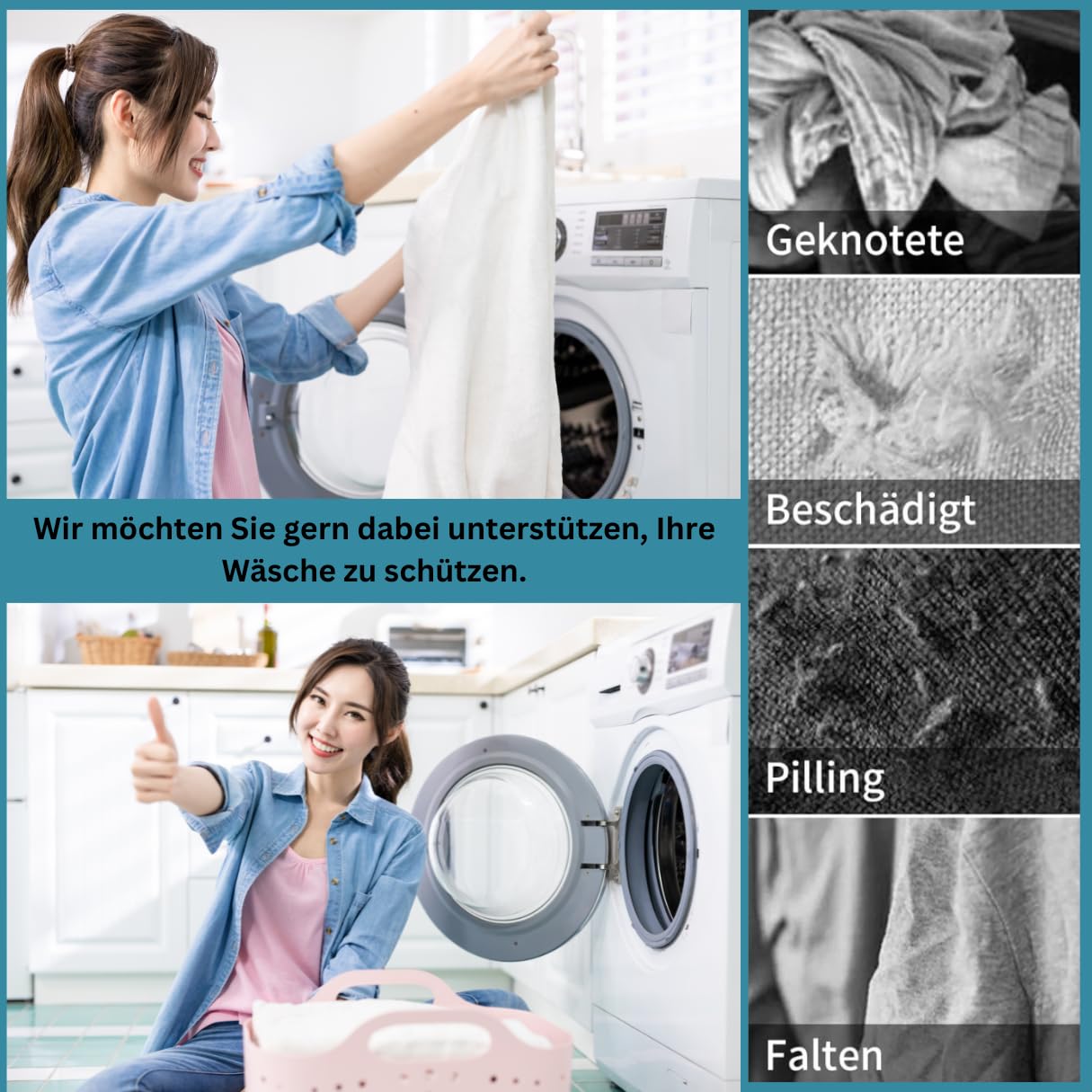 MADAME GONGO Wäschenetz 6er Set – Wäschesäcke für Waschmaschine & Trockner, ideal für Pullover, Hemden, BH, Blusen, Strümpfe, Unterwäsche, Socken, Babywäsche – Schutz vor Beschädigung & Verformung