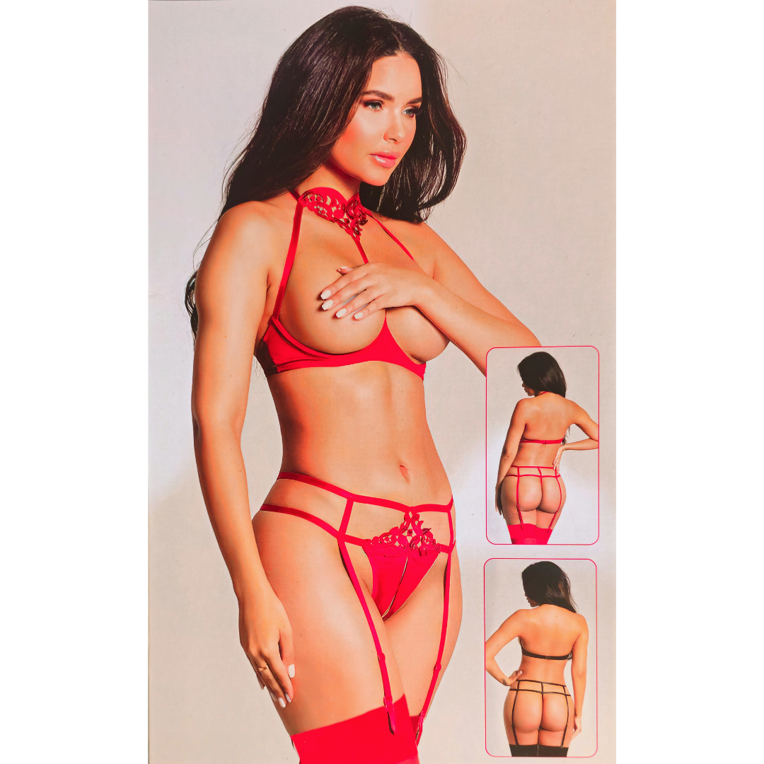 Lingerie-Set „Scarlet Temptation“ – Leidenschaft in jeder Linie - MADAME GONGO
