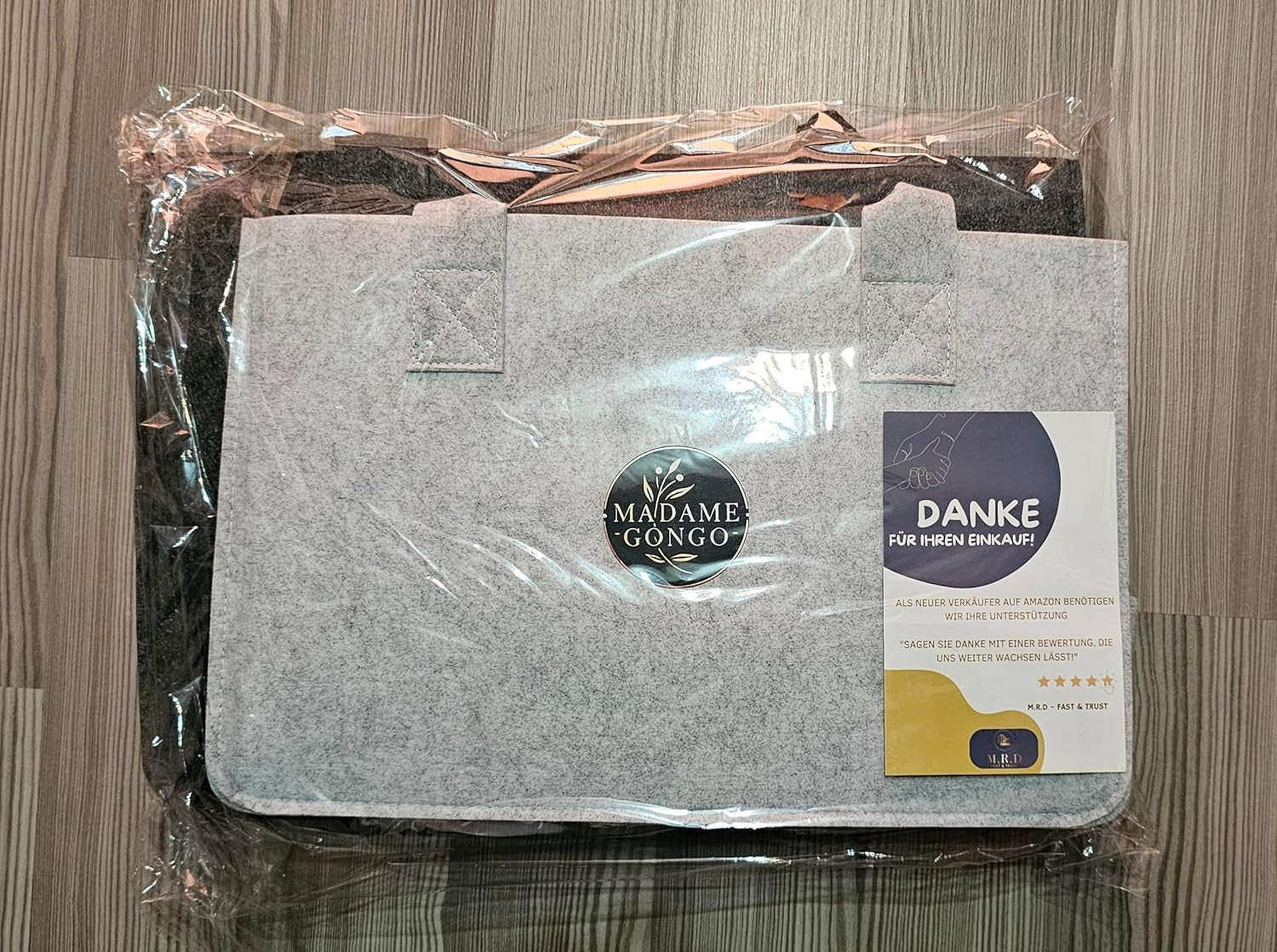 MADAME GONGO Filztasche 2 Er Set XL Und L, Unisex in Hellgrau Und Anthrazit