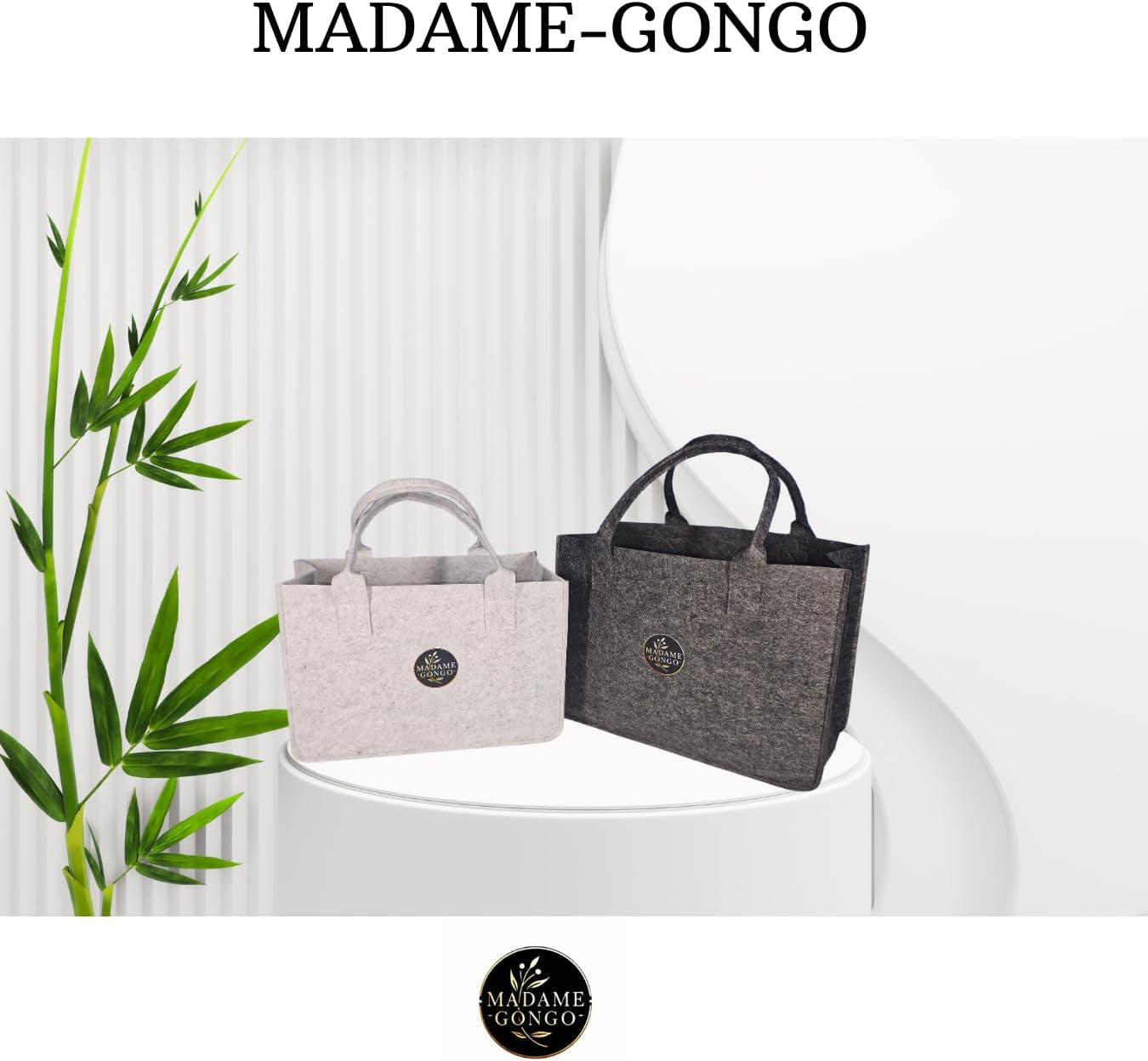MADAME GONGO Filztasche 2 Er Set XL Und L, Unisex in Hellgrau Und Anthrazit